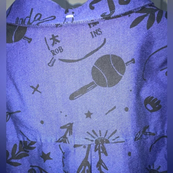 Soulland Button Shirt Baseball Theme Mens Size Large Blue Black Modern Designer - Picture 4 of 10